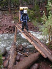 Log Footbridge over Henrys Fork at Elkhorn Crossing