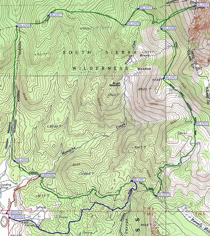 map of Olancha loop from Monache